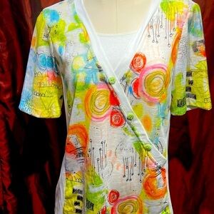 Trendy vneck blouse in vibrant colors